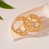 Exquisite Fashion Micro-inlay Zircon Geometric Hollowed-out Chain Hoop Earrings for Women Stainless Steel Daily Wear Jewelry