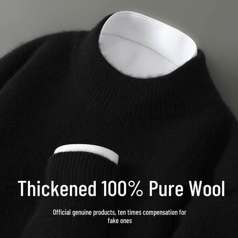 

Men s Autumn & Winter Pure Wool Thick Double-Strand Half-High Collar Loose Pullover Sweater 3XL
