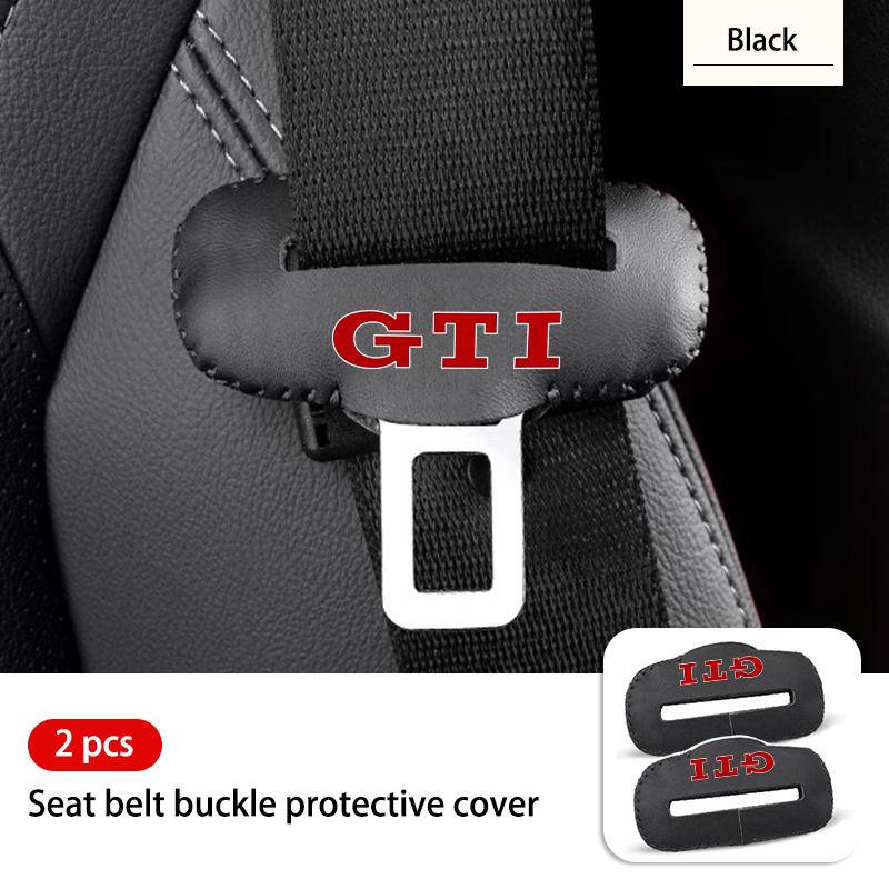 2/5pcs Leather Seat Belt Buckle Protective Cover Wear Resistant For Volkswagen VW Golf 4 5 6 7 GTI Tiguan Passat B5 B6 B7 CC