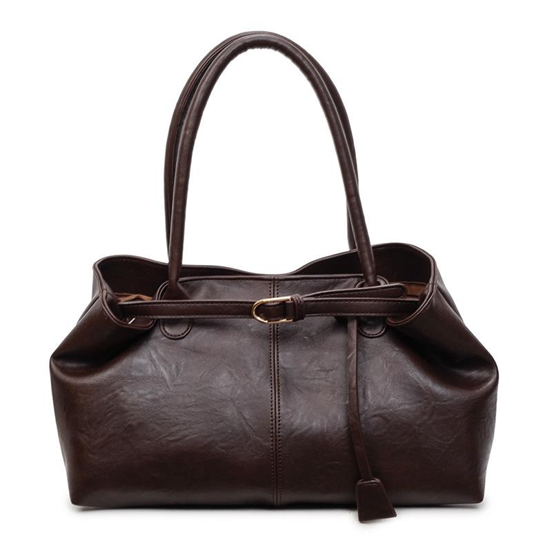 Large-capacity Retro Oil Wax Pitot Bag Women's 2025 Autumn New Handbag Versatile Shoulder Bag Underarm Bag