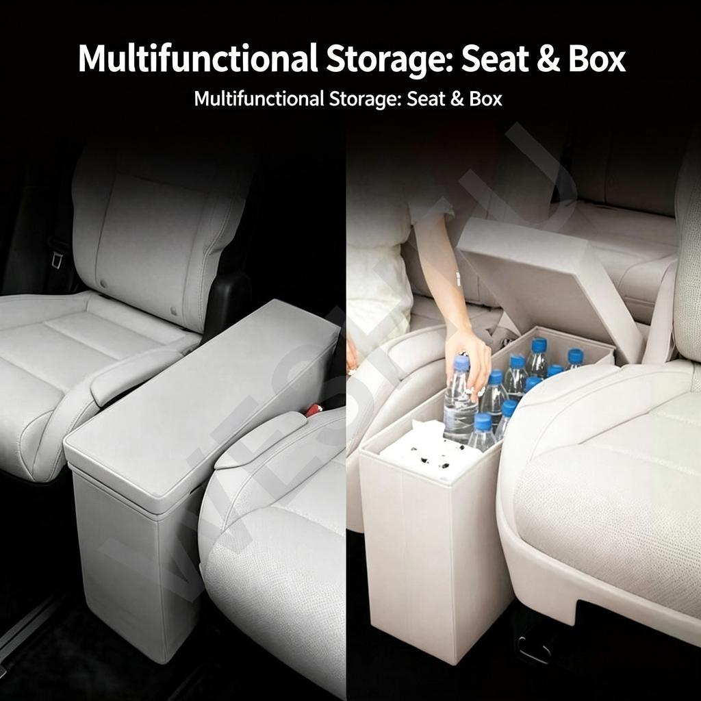 For Tesla Model YL 6-Seater 2025 2026 2nd Row Middle Passage Storage Box Central Hidden Stowing Organizer Interior Accessories
