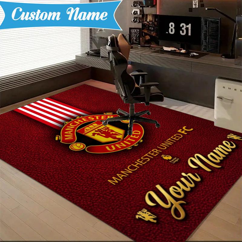 Custom Name Manchester Fc Rug Indoor Floor Mat Chair Rug Perfect for Living Room, Bedroom, Playroom, Game Room Christmas fan gifts