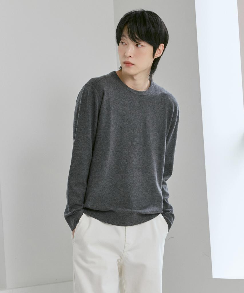 210EDIT Unisex Cashmere Blended Down Round [Charcoal]_Zz5Sw010