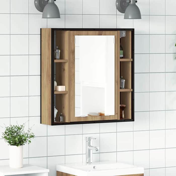 VidaXL Armoire à miroir salle de bain chêne artisanal bois ingénierie, armoire de toilette avec miroir, armoire à miroir, 862227