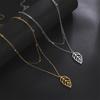 Cazador Leaf Pendant Double Chain Necklaces for Women Fashion Stainless Steel Necklaces Jewelry 2026 Birthday Gift New Wholesale