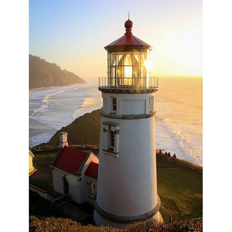 

Новый 5D DIY алмазная живопись Маяк Алмазная вышивка вид на море вышивка крестиком полная круглая дрель ремесла домашний декор подарок Full Round 20x25CM