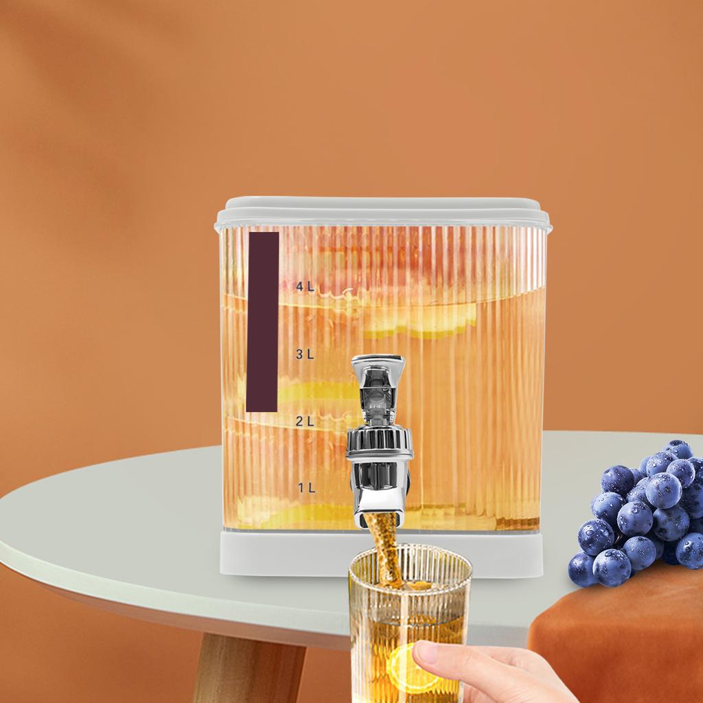 Großvolumiger 4,5L Weißer Getränkespender, Tragbarer Getränkebehälter mit Deckel & Zapfhahn, Auslaufsicherer Eistee-Limonadenkrug