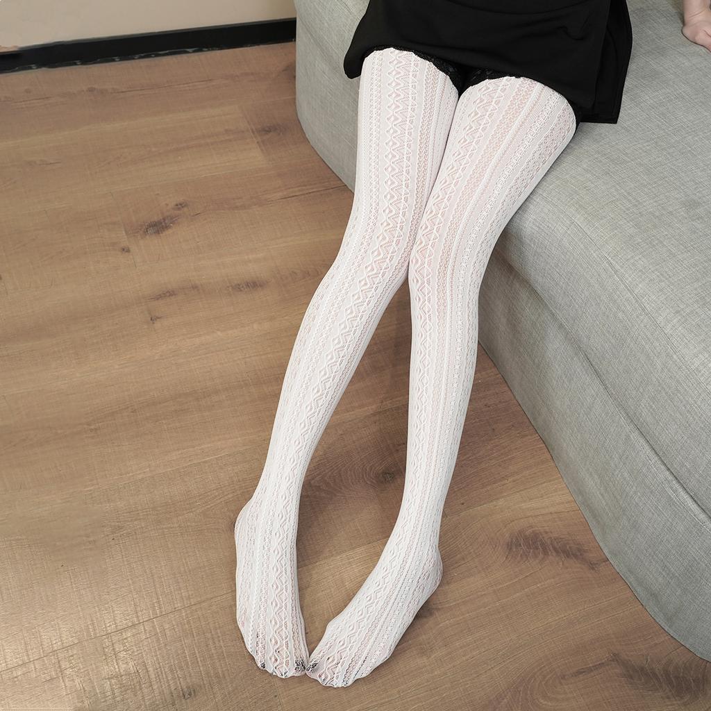 Lolita Fashion Lace Pantyhose Japanese Jk Cute White Breathable Adult Jacquard Pantyhose 6182