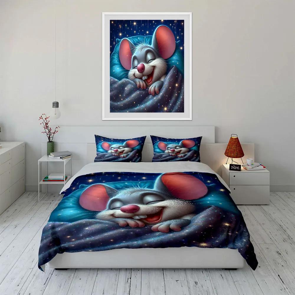 Süßes Maus Bettwäsche Set - Kinderzimmer Deko Weiche Bequeme Bettbezug Bettwäsche Set Enthalten 1*Bettbezug & 2*Kissenbezüge Geschenk