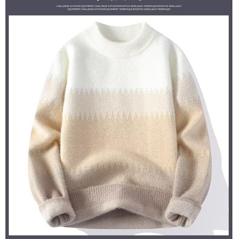 

2025 Men s Winter Scarecrow Knitwear Mink Velvet Round Neck Pullover Sweater XL світлого кольору хакі