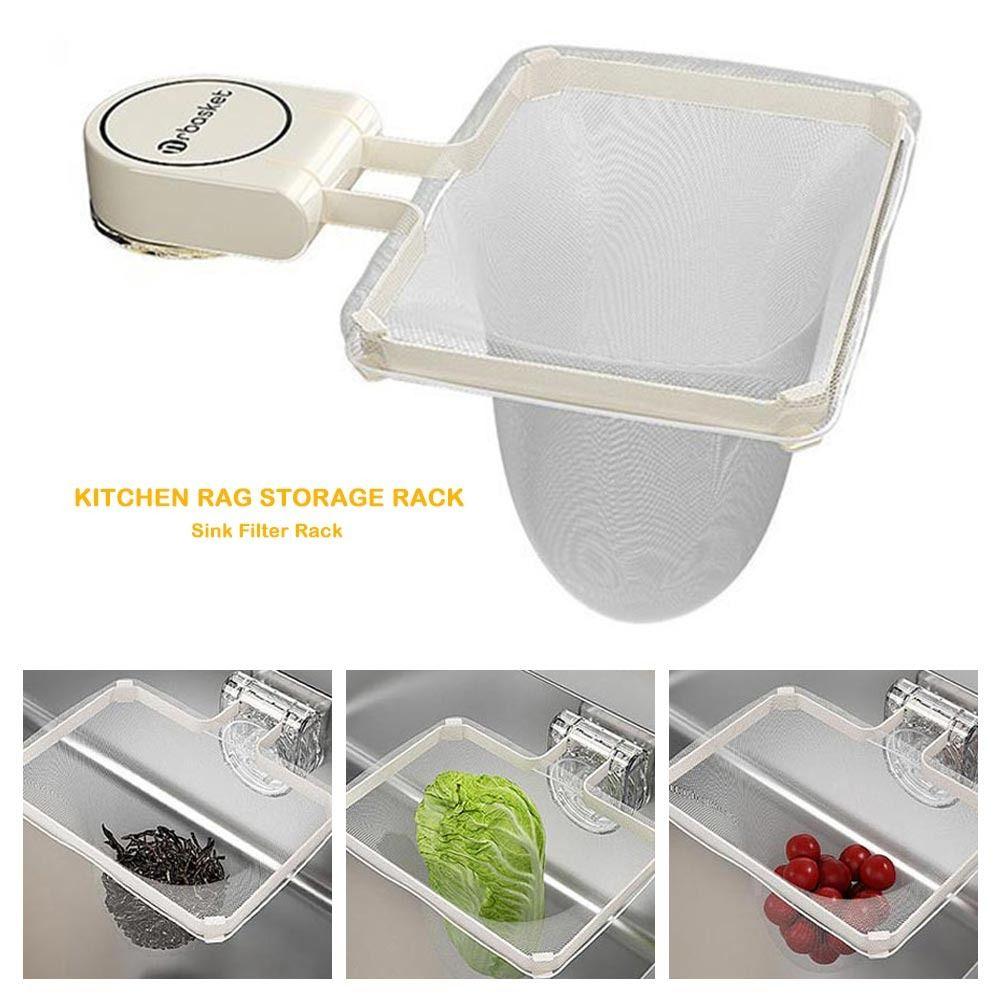 Removable Kitchen Rag Storage Rack Kitchen Strainer Basket Strainer Spone Drain Basket Sink Strainer Leftover Collector Kitchen