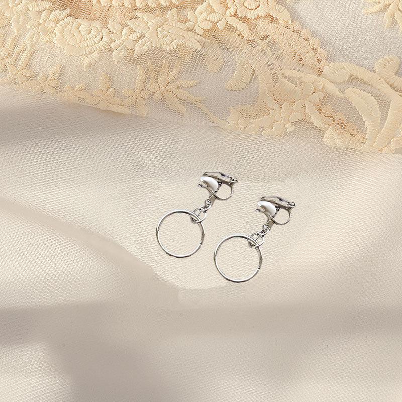 French Style Pearl Ear Clip Classic Women's Geometric Earrings