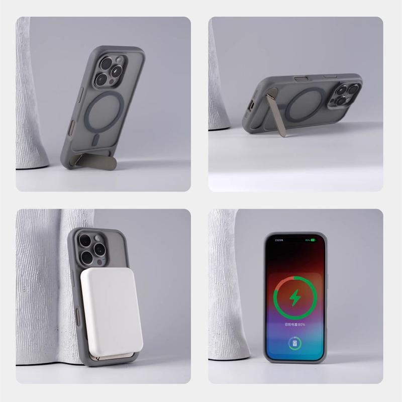Invisible Metal Stand Magnetic Bumper Case For iPhone 18 17 16 Pro Max 15 14 13 Pro For MagSafe Wireless Charge Shockproof Cover