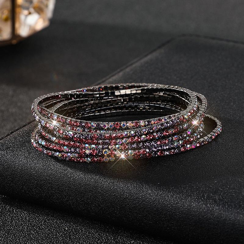 Diamond Elastic Bracelet 2mm Single Row Color Rhinestone Bracelet Women's Bracelet Women's Grab Chain Full Diamond Jewelry