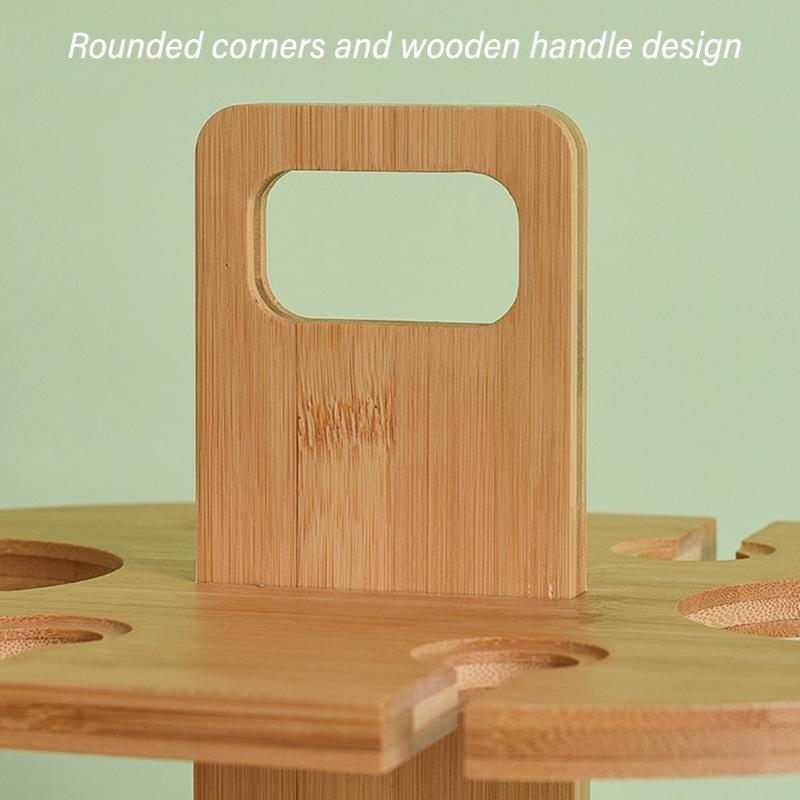 Elegant Sturdy Bamboos Wine Bottle and Glass Rack Countertop Organizers Portable Accessory for Bottles and Glasses