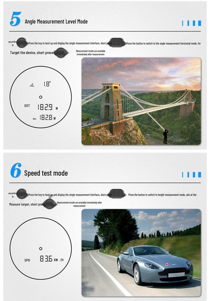 Full-Function Golf & Hunting Laser Rangefinder with Lithium Battery, Angle & Slope Measurement