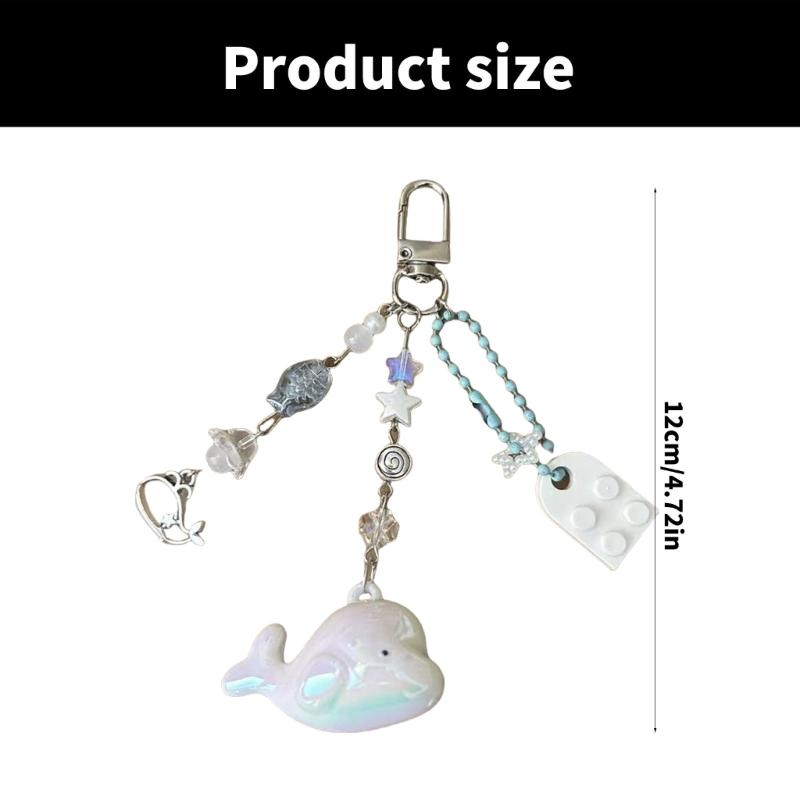 Artistic Dolphin Bead Keychain Simple Styles Key Ornament Acrylic Alloy Texture Suitable for Adding Fun to Bags or Phone