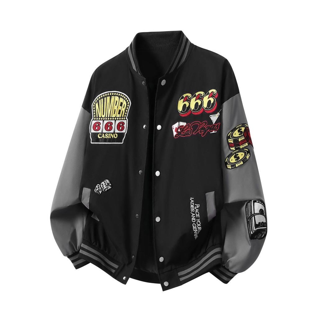 2026 Men's American Retro Digital Embroidery Baseball Jacket - Trendy, Versatile Casual Outerwear