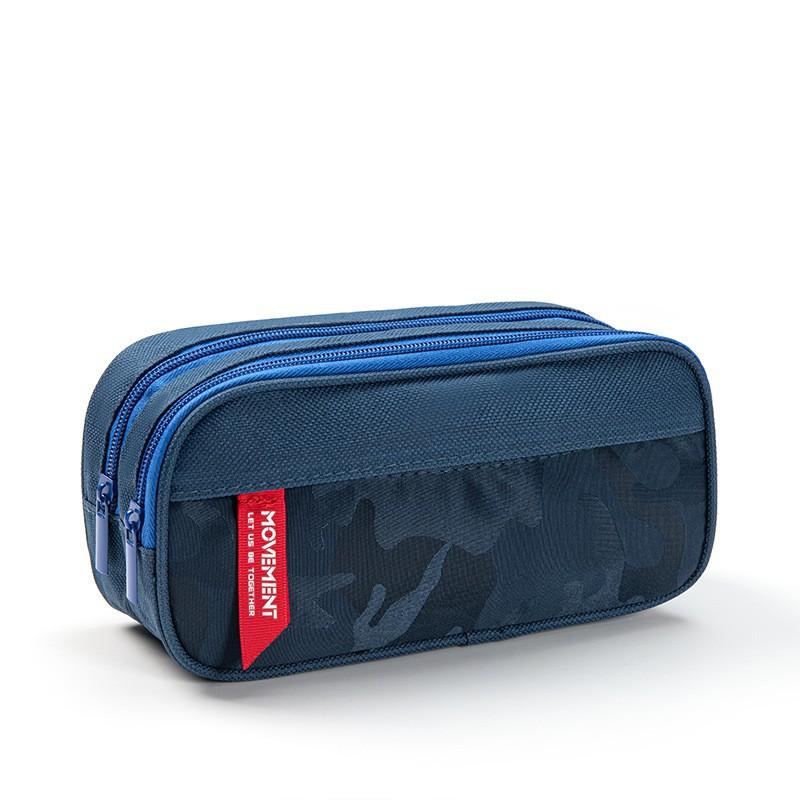 Large Capacity Dual-Layer Pencil Case Students Minimalist Fresh Design Oxford Fabric Multi-Compartment School