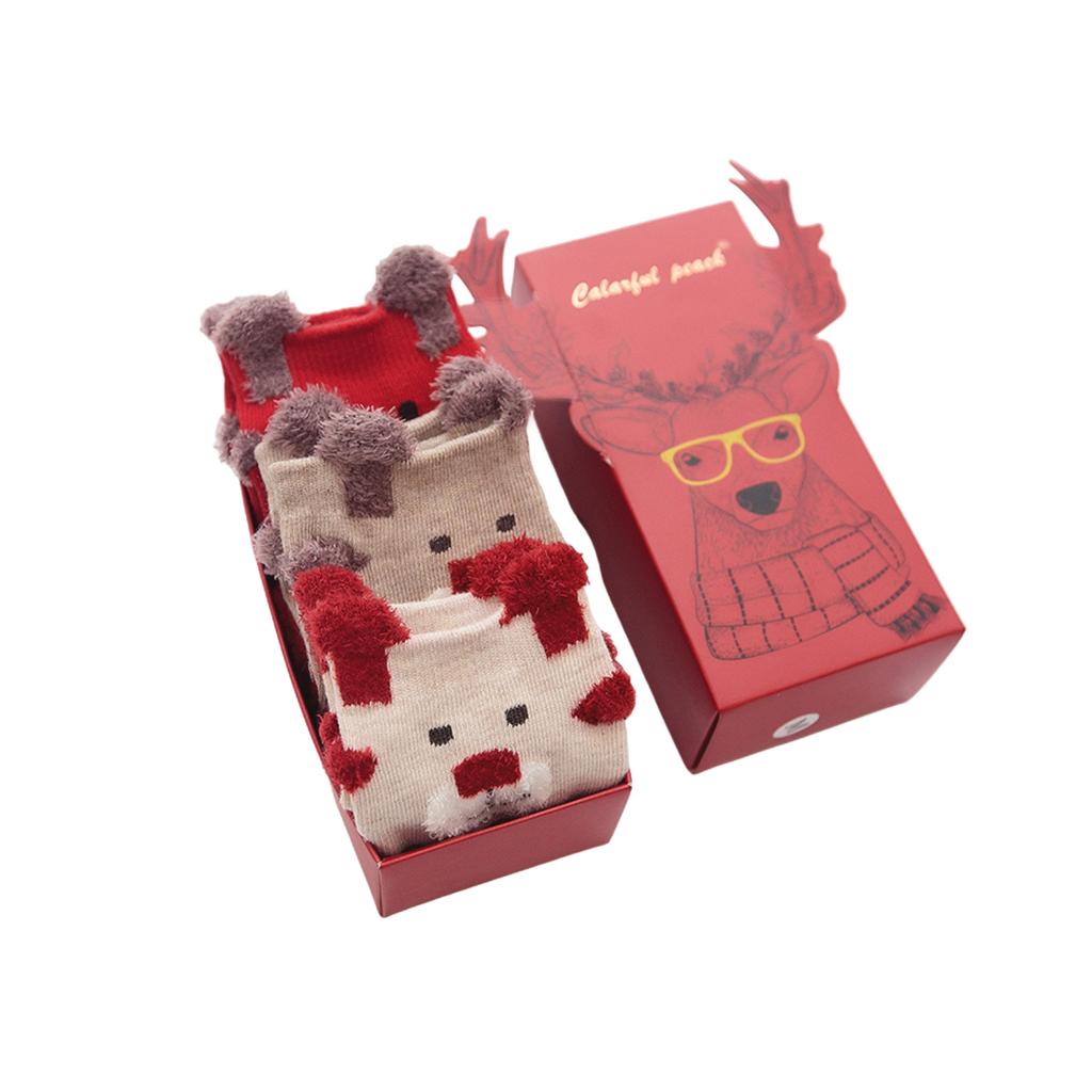 1 Box Of 3 Pairs Of Children Christmas Stockings, Double-Sided Fleece, Warm And Thick, Winter Home And Sleep Stockings, Christmas Gift.