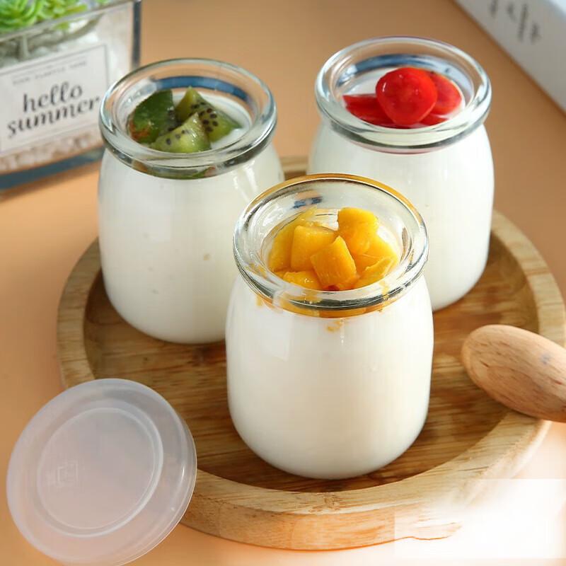 Pabei Glass Pudding and Yogurt Cups with Lids