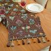 Classic Style Table Runner Jacquard Floral Runner, Vintage with Tassel Edges, Heat Resistant Farmhouse for Wedding Baby Shower Dining Decor