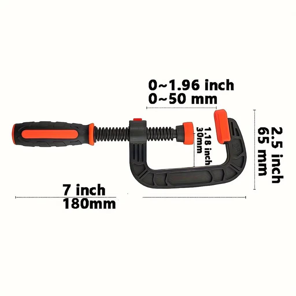 2pcs/set 7 inch Woodworking Clamps with Strong Clamping Force, Reinforced Plastic Nylon Heavy-duty Spring Jaw Opening Clamps
