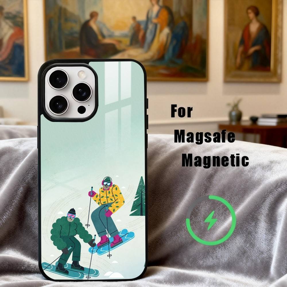 S-Snow Mountain S-Skiing Ski  Phone Case For iPhone 17,16,15,14,13,12,Plus,Pro,Max for Magsafe Magnetic Wireless Charging