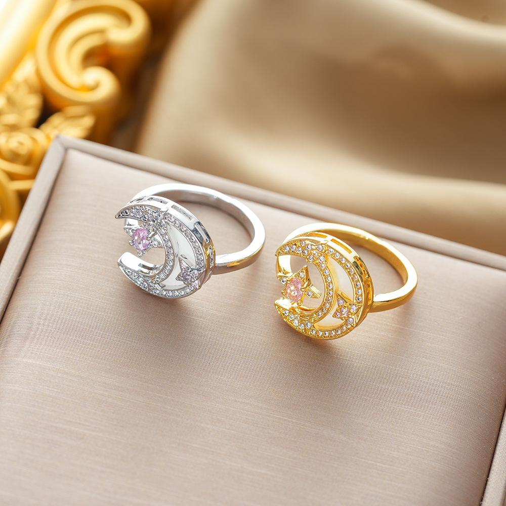 New Stainless Steel 18k Four-Leaf Clover Love Open Ring Female Fashion Light Luxury Design Ring