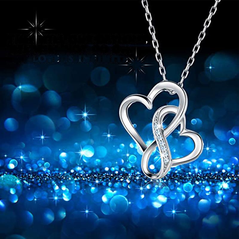 Necklace, Loving Mother And Child Double Heart Mother'S Day, High-End Heart Pendant Women'S Necklace