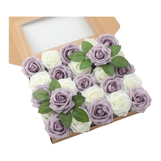 

Yousheng 25 Pcs Artificial Rose Flower with Long Stem Real Touch Faux Silk Rose Bouquet for Wedding Party Table Centerpieces Festival 1 Set