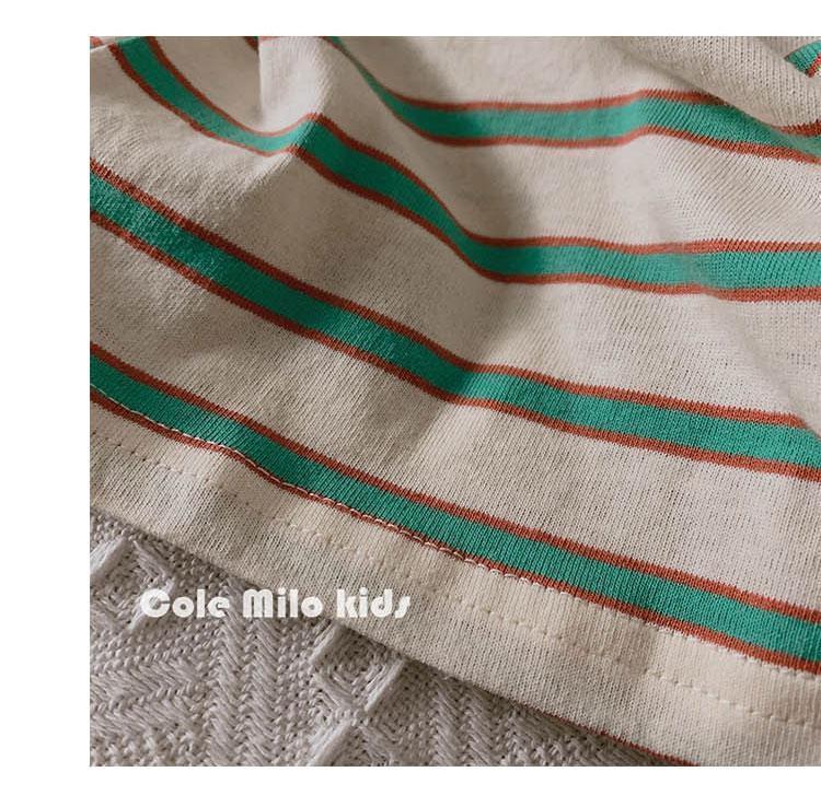 Vielseitiges gestreiftes Leinen-Baumwoll-T-Shirt für Jungen & Mädchen – Kurzarm, Koreanischer Stil, Lockere Passform, Colorblock-Design, Sommer-Modetop.