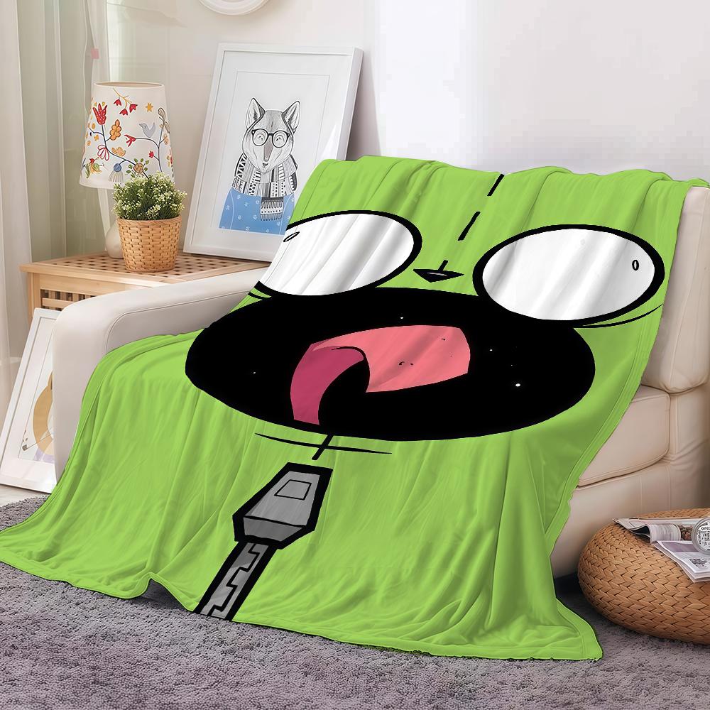Adventure Cartoon Invader Zim Blanket For Sofa Office Bed Plane Travel Sleep Read Relax Camping Soft And Warm
