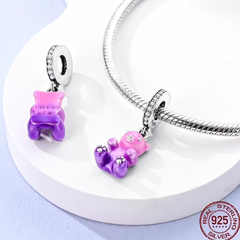 Cute Bear Series Copper Women'S Beaded Beads Shiny Zircon Winter Fit Original Pandach Bracelet Pendant Women