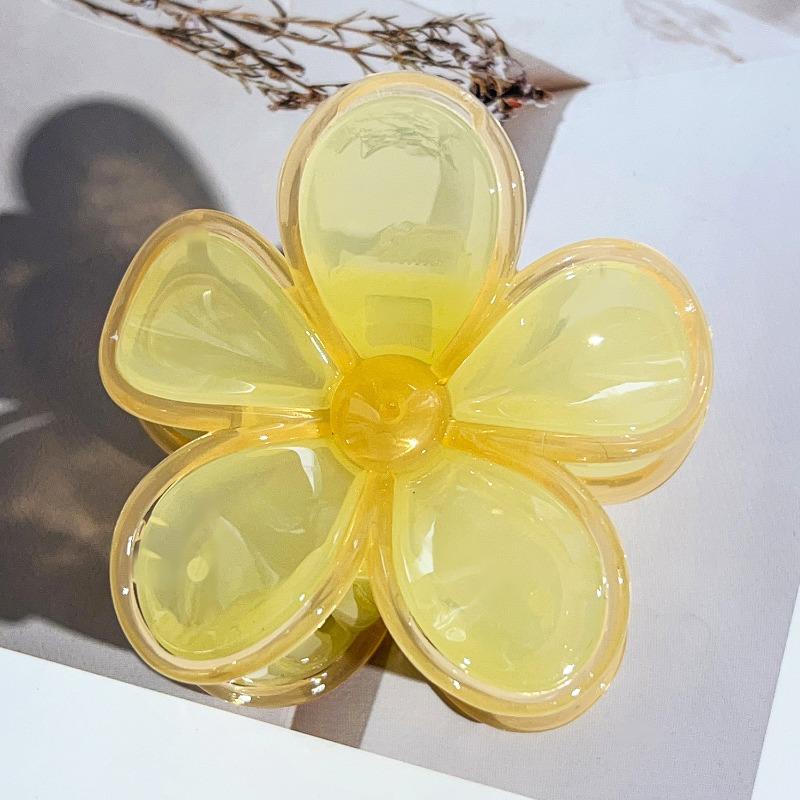 Colorful Contrasting Frangipani Hairpins Flower GrabbersSweet Back of The Head Updo Shark Hairpins