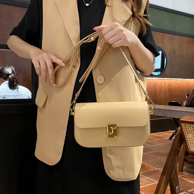 Damen Kleine Quadratische Echtleder Tasche unter dem Arm - Leichte Sommer Tasche für den Körper und Vielseitige Einzel-Schultertasche