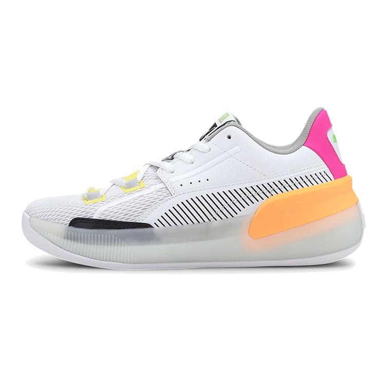 PUMA Clyde Hardwood Retro Fantasy White Pink Orange Kids 194165-01 EU 38.5