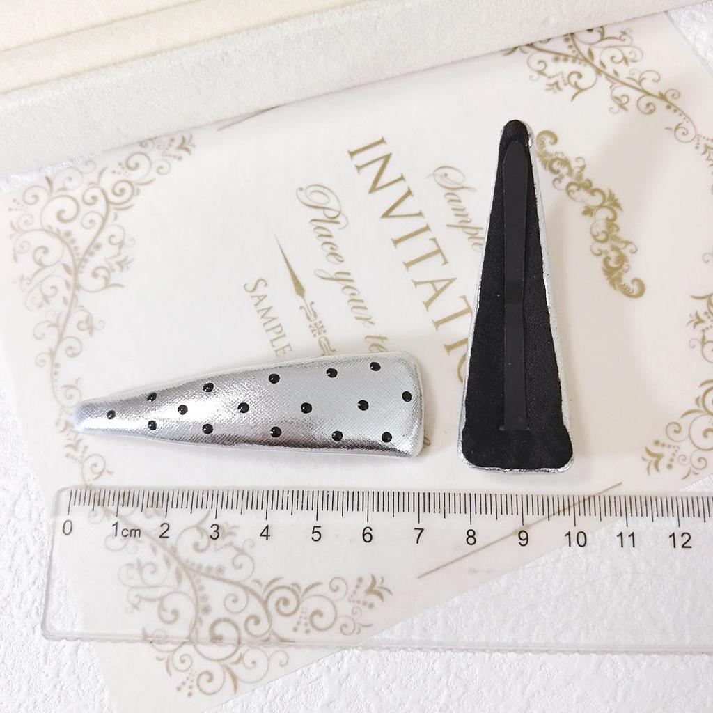 Silver Glossy Polka Dot Hair Clip Set: Triangle, Water Drop, Oval Snap Clips for Bangs