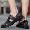 Fashion Summer Hollow Out New Flat Casual Sandals Men's Outdoor Seaside Breathable Cowhide Sewn Slippers Comfortable Men's Shoes 38-50