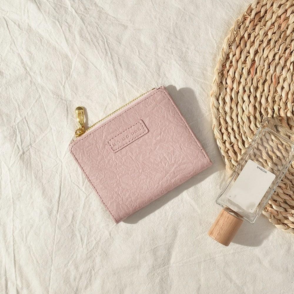 Модный кожаный короткий кошелек Большая вместимость Однотонный кошелек на молнии Маленькая сумка для карт Женский
