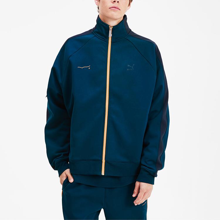 Puma x ADER ERROR Collaborative Logo Print Fleece-Lined High Collar Sport Jacket For Winter Men Jackets Navy 595533-60