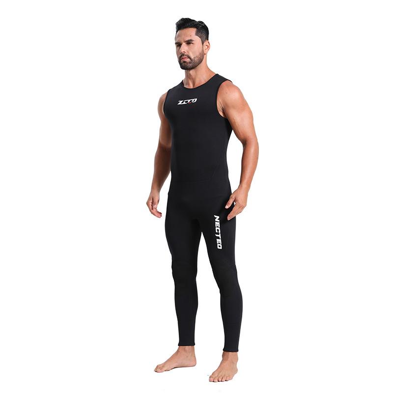 ZCCO Herren 3mm Ärmelloser Neoprenanzug - Ganzkörper für Wärme, Surfen, Tauchen, Kälteschutz, Schnorcheln, Winterschwimmen. 3XL schwarz