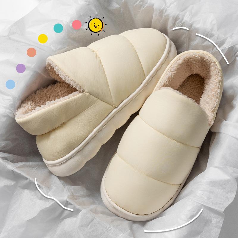 Down cloth cotton shoes winter casual indoor home velvet thick-soled thermal cotton slippers
