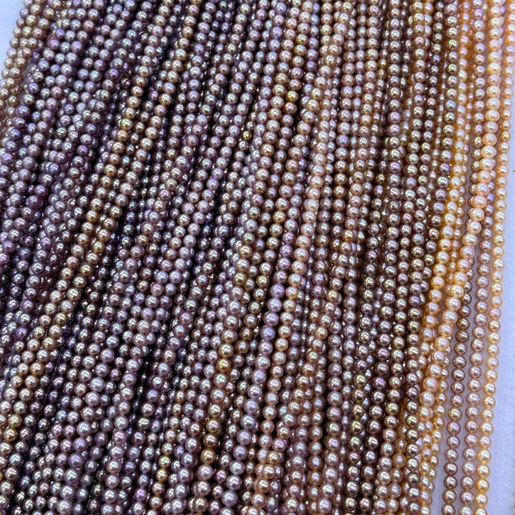1 Strand Natural Multicolor Freshwater Round Pearls 3-4mm Loose Pearl Beads 36cm for DIY Necklace Bracelet Jewelry Making