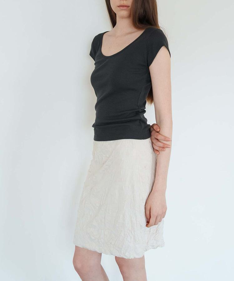 Seuleoum Fade Wrinkle Jersey Skirt_Cream Beige