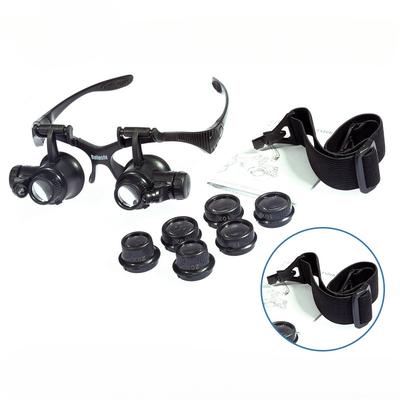 1 Pièce Jumelles Type Lunettes avec Lumières LED Loupe Réparation Montre Quatre Jeux de Lentilles de Rechange