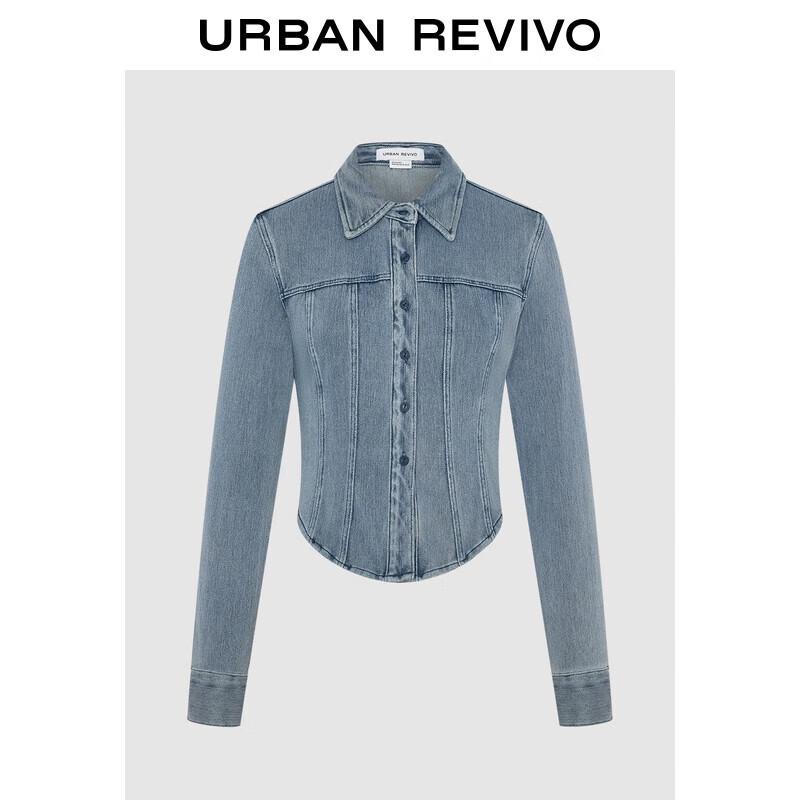 UR Women s Fashion Retro Cropped Denim Shirt XS