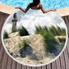 Lonely Lighthouse Printed Round Beach Towel,Polyester Sand Resistant Beach Blanket,Absorbent Quick Dry Pool Towel Picnic Mat