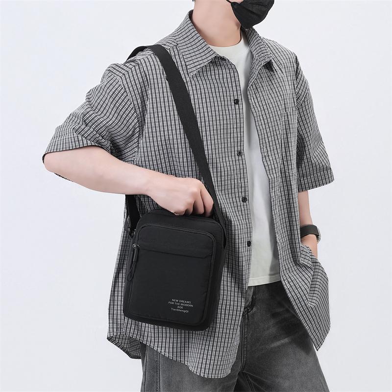 Men's Nylon Crossbody Backpack Fashionable Versatile Summer New Style Waterproof Single Shoulder Sling Bag Simple Design