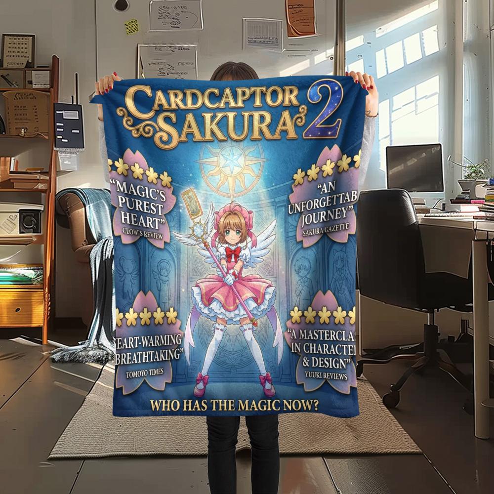 1PC Cardcaptor Sakura Patterned Flannel Blanket Suitable For All Seasons For Home Decor Warmth And Comfort Gifts Holiday Present